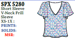 Lulu-B S.Slv Frill w/V-Neck (UPF 50)