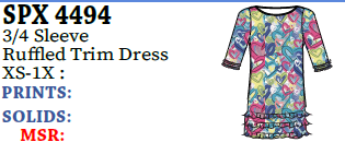 Lulu-B 3/4 Slv Ruffle Trim Dress (UPF50)