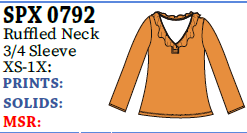 Lulu-B Ruffled Neck 3/4 Slv Top