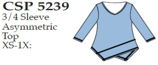 Lulu-B 3/4 Slv Asymmetrical Top
