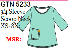 Lulu-B Gauze 3/4 Slv Scoop NeckTop