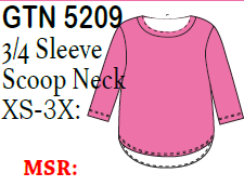 Lulu-B Gauze 3/4 Slv Scoop NeckTop