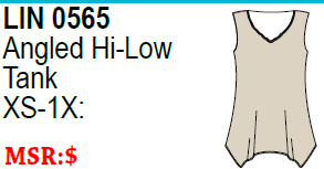 Lulu-B Angled Hi/Low Slv/Less Top