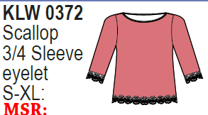 Lulu-B SCALLOP 3/4 SLV EYELET T