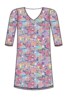 Lulu-B 3/4 Slv. V-Neck Maxi