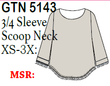 Lulu-B Gauze 3/4 sleeve scoop neck top