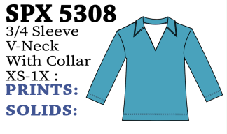 Lulu-B 3/4 Slv V-Neck W/Collar